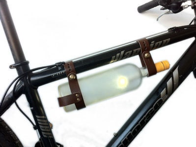 Bicycle Wine Rack - Leather, Brown, Multi-Size