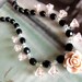 Black and pink Necklace, Feminine pretty, pink glass cones, czech glass beads, Resin Flower.
