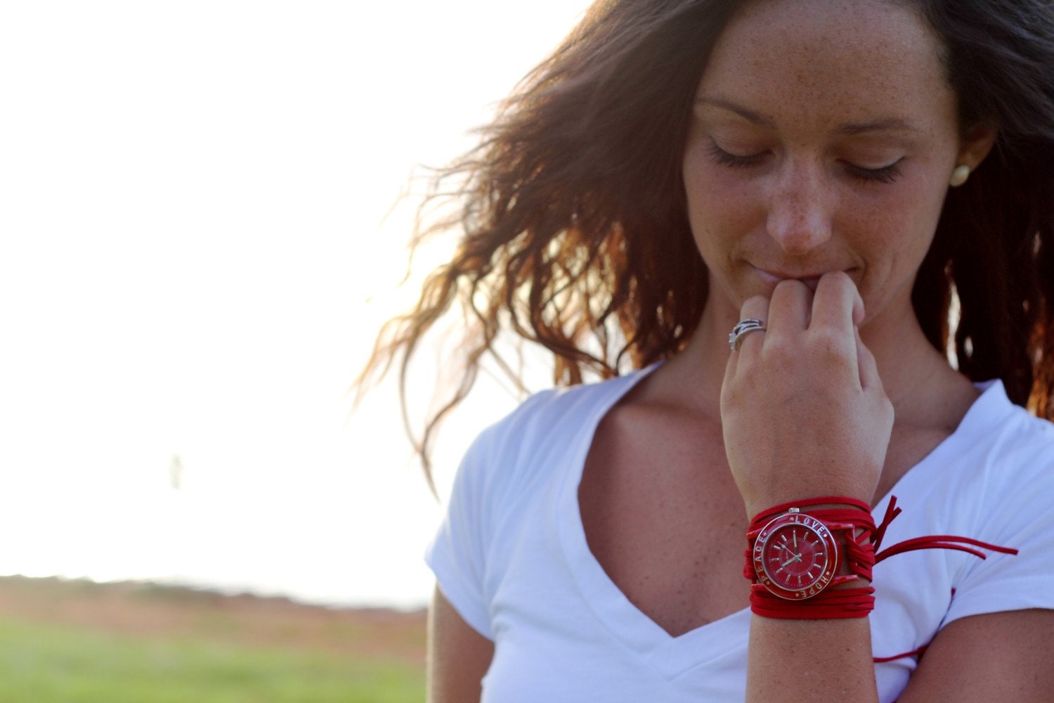 Red Suede Bracelet Watch with Red Inspirational and Interchangeable Face