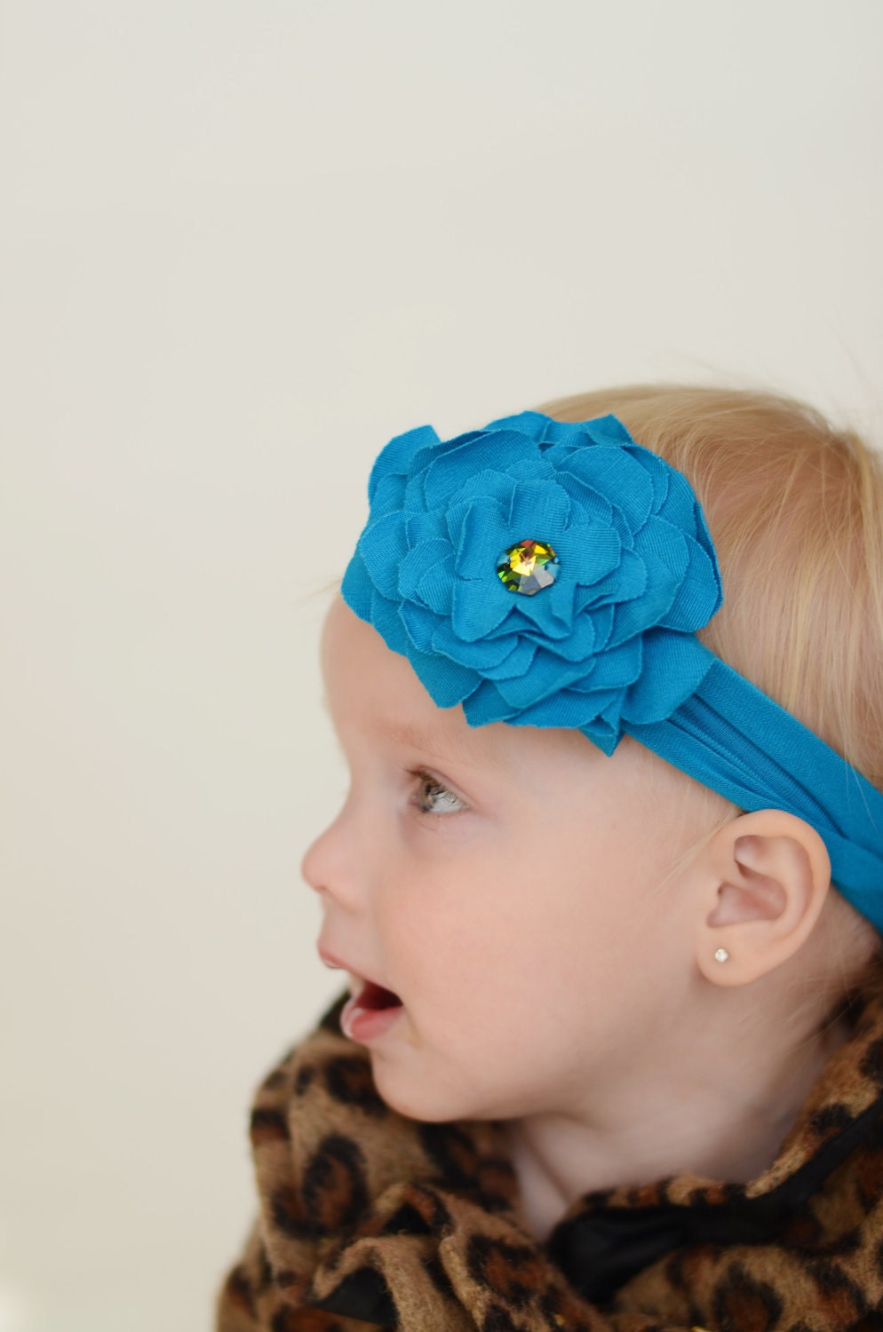 Soft Headband with Rhinestone flower no mark