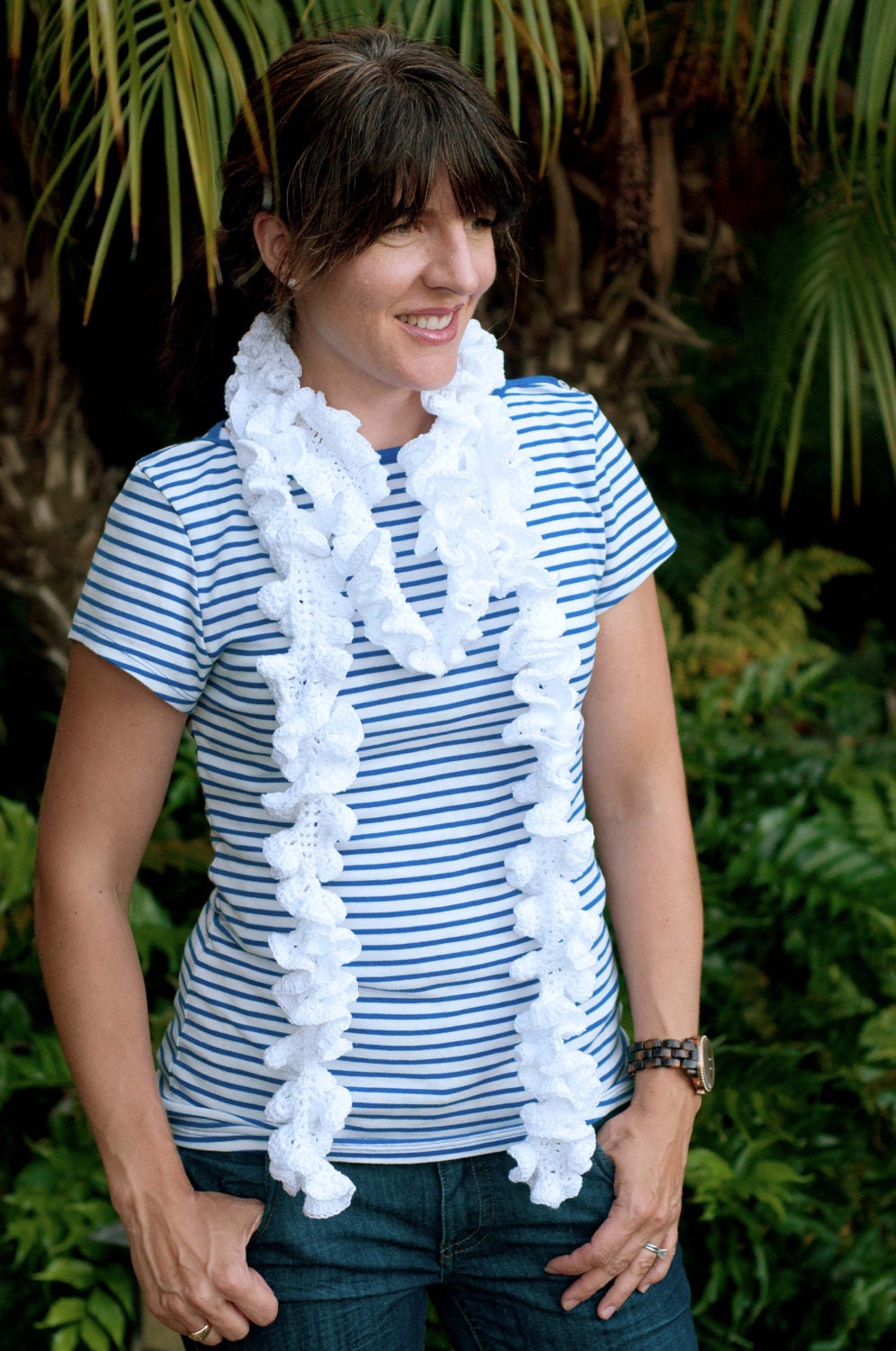 Scarf Pattern: Crochet Ruffled Summer Scarf (PDF)