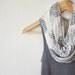 INFINITY SCARF - Screen Printed - Gray Flowers on Cream