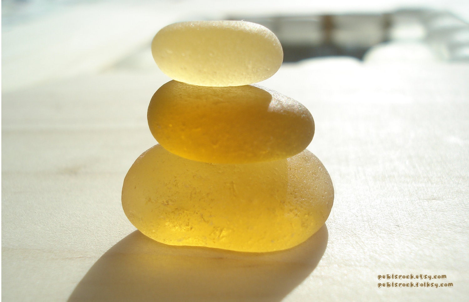 FREE and By Popular Demand - Yellow Stack of Sea Glass Art Print - From Seaham England - peblsrock