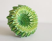 FREE SHIPPING: Origami paper bowl in green colors - made out of folded tea bags wrappers