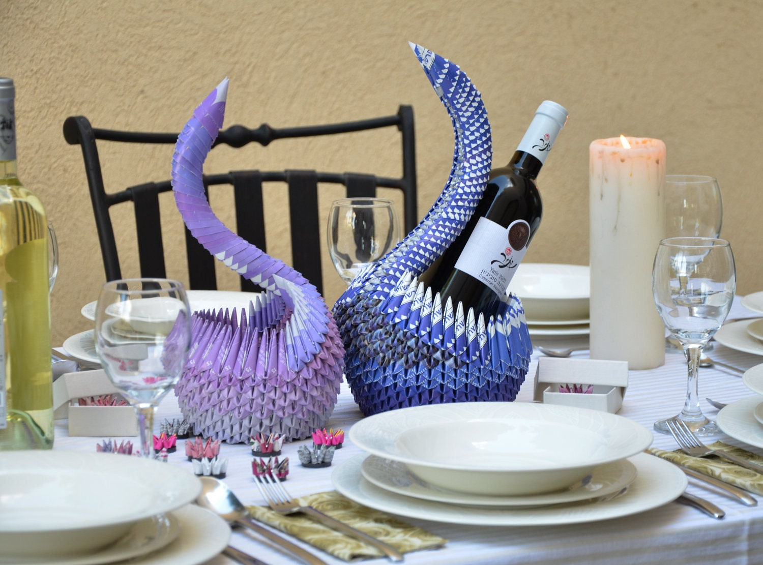 FREE SHIPPING: Wedding anniversary gift - Origami Paper Swan