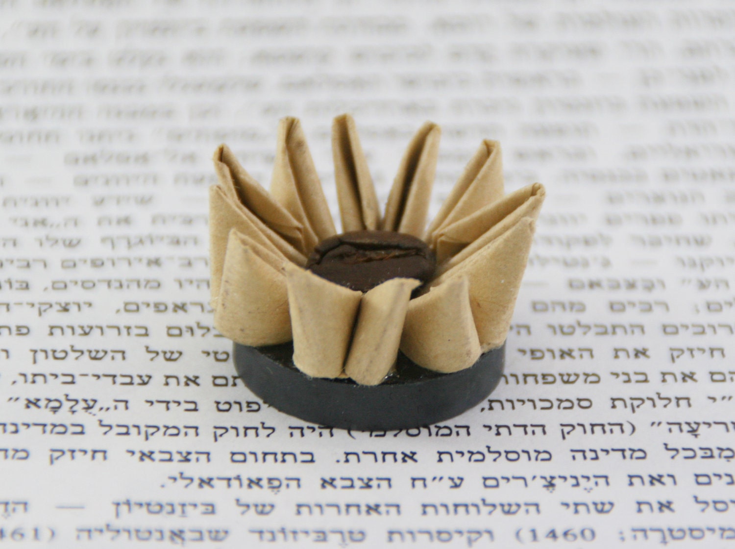 FREE SHIPPING: Origami paper flower in brown, attached to a magnet base