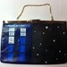 Dr Who's TARDIS: Upcycled hand painted vintage leather Etra clutch purse