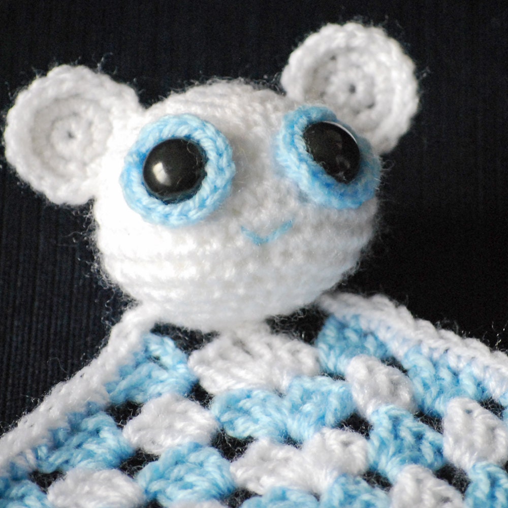 Crochet Teddy Lovey Security Blanket Bear Toy