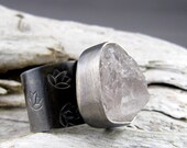 Morganite Silver Lotus Design Ring