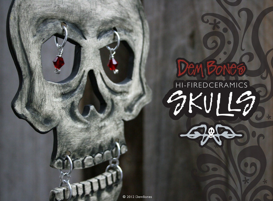 Skull - OOAK Ceramic Hanging Indoor Outdoor Decoration