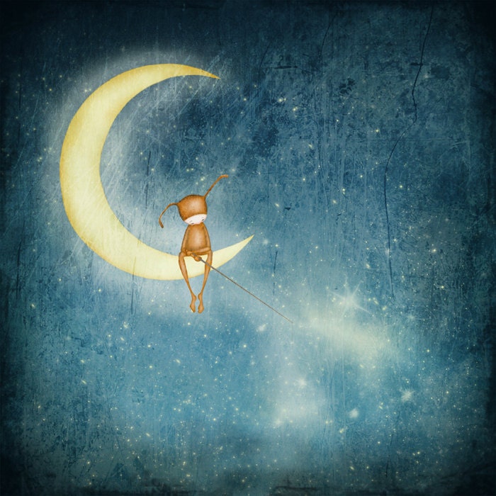 Fishing for stars - Largest size (11.7" x 11.7")