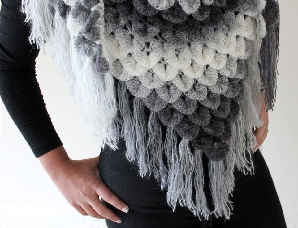 Crocodile Stitch Triangle Shawl - Crochet Pattern (PDF) - Permission to Sell Finished Items