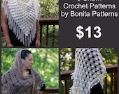 Crochet PATTERN 3 (three) Shawl Crochet Patterns by Bonita Patterns -- (Permission to Sell Finished Items)