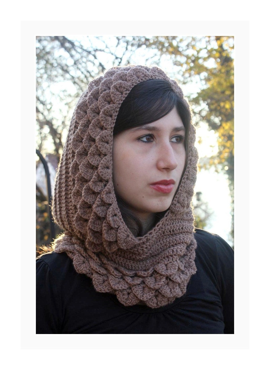 Marte, A Crocodile Stitch Hood - Crochet Pattern PDF - Permission to Sell Finished Items