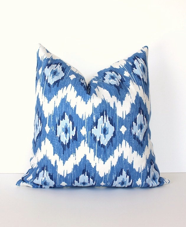 Ikat Modern Decorative Designer Pillow Cover 18 New Blue Navy White blueberry sky diamonds Throw Cushion suzani print quinn modern spa
