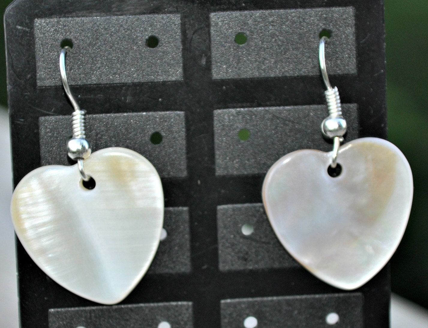 Handmade Mother of Pearl Shell Heart Earrings