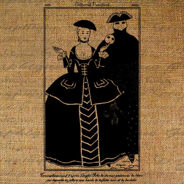 FRENCH Phantom of the Opera COSTUMES Digital Collage Sheet Download Burlap Fabric Transfer PARIS Iron On Pillows Totes Tea Towels No.3547
