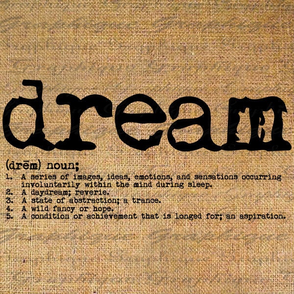 DREAM dictionary DEFINITION Digital Collage Sheet Download Burlap Fabric Transfer Iron On Pillows Totes Tea Towels No. 3468 - Graphique