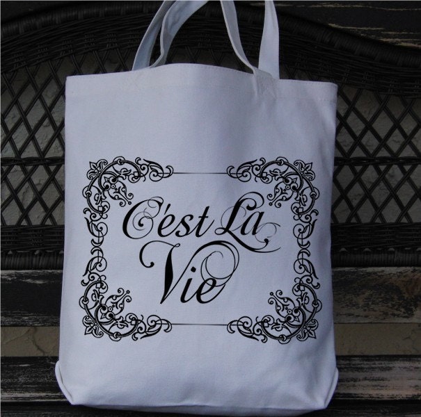 Cest La Vie French  Thats Life Text Typography Word Digital Image Download Sheet Transfer To Pillows Totes Tea Towels Burlap No. 2012