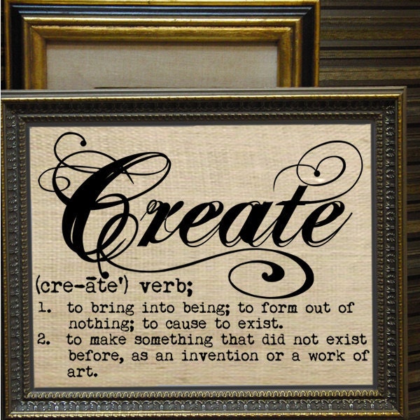 Digital Download Burlap Digital Collage Sheet Iron On Definition CREATE Text Typography Words Fabric Transfer Pillows Totes Tea Towels 2291