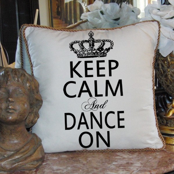 Keep Calm and Dance On Crown Dancer Dancing Ballet Modern Digital Image Download Sheet Transfer To Pillows Totes Tea Towels Burlap No. 2787