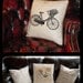 Digital Download Collage Sheet Burlap Transfer Vintage BICYCLE Basket Flowers Ribbons Bike Iron On Fabric Pillows Tote Tea Towels No. 1804