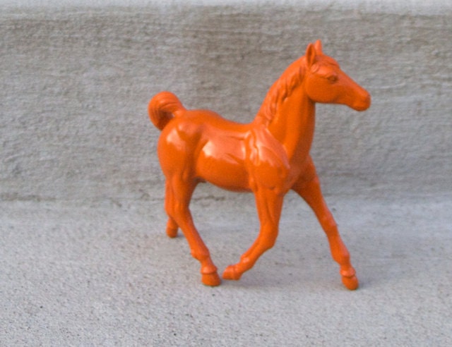 Orange Painted Horse - Funky Home Decor - Kitschy and Fun