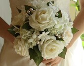 White Wedding Bouquet, Roses, Pearls, Stephanotis, Winter Wedding, Summer Wedding, Spring Wedding