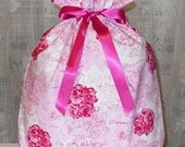 Be My Valentine Large Fabric Gift Bag - Valentines Day, I Love You, Romantic, Romance Hearts Bouquet Roses Flowers Floral Pink White Fuchsia