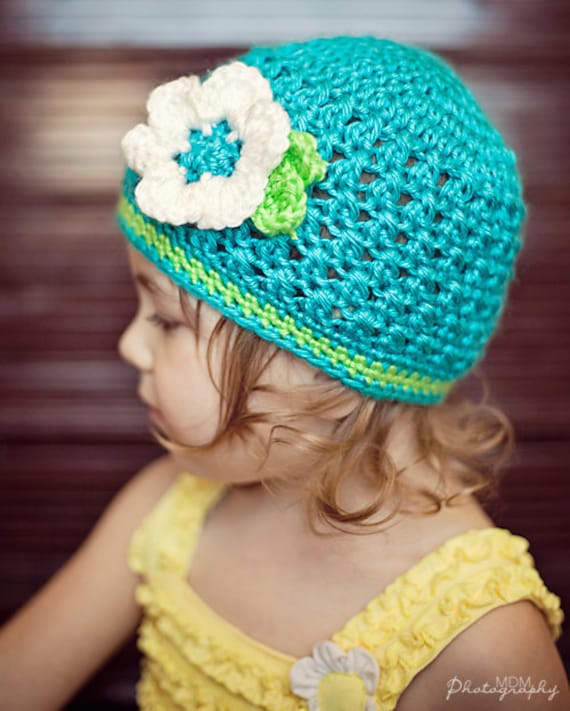 Textured Baby Beanie, Turquoise Lime Beanie, Flower Girl Beanie, MADE TO ORDER, Size Newborn to 3 Years