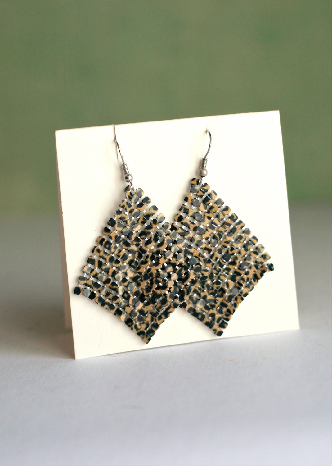 Rocker Earrings Chainmaille Leopard Jewelry Heavy Metal Spring Fashion Under 25