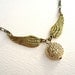 Steampunk Golden Orb & Flying Golden Wings Necklace