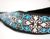 Sassy Camera Strap- Chocolate and Blue Vintage