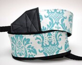 SLR Camera Strap- Aqua Damask