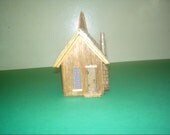 Church Handcrafted Handmade Miniature Church Building Vintage Unique Collectible Wooden Church Original Art Small Scale