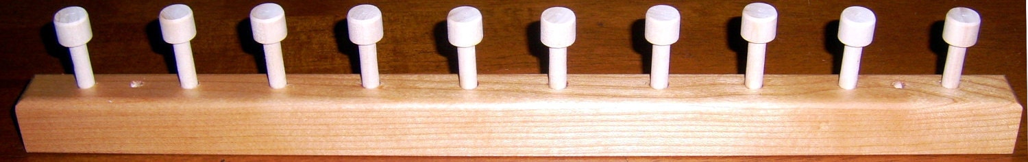 Necklace Holder - Wall Mount Jewelry Holder Bar, Cherry.  15", 10 Pegs. Compact. Hanging Jewelry Organizer