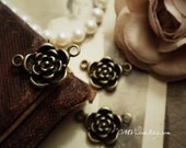 6pcs of Antiqued Bronze Lovely Garden Rose Connector Charms Pendants Drops Rd L18