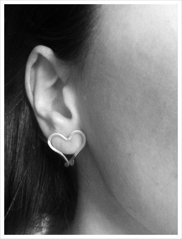 The One Perfect Match Sterling Silver Heart Earrings Symbolic Jewelry Romantic Flame Valentines Day Gift Ready to Ship Original Design