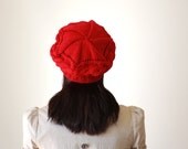 Womens knit hats, Red knit hat, knitted hat, knit beret, womens beret, womens knit beret, Beret for womens - SENNURSASA