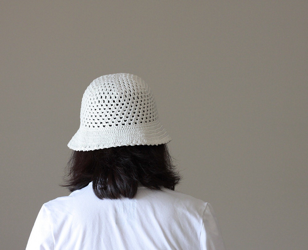 Crochet Summer Hat for Women - Natural Cream, Adult, Cotton yarn, sun beach fashion, Super Soft lightweight