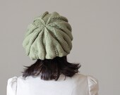 Knit Slouch beret Hat for Women in Dusty Green color