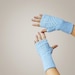 Women fingerless gloves - crocheted Blue mittens