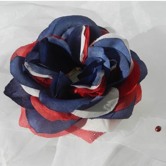 Red White Blue Rose Rhinestone Hair clip
