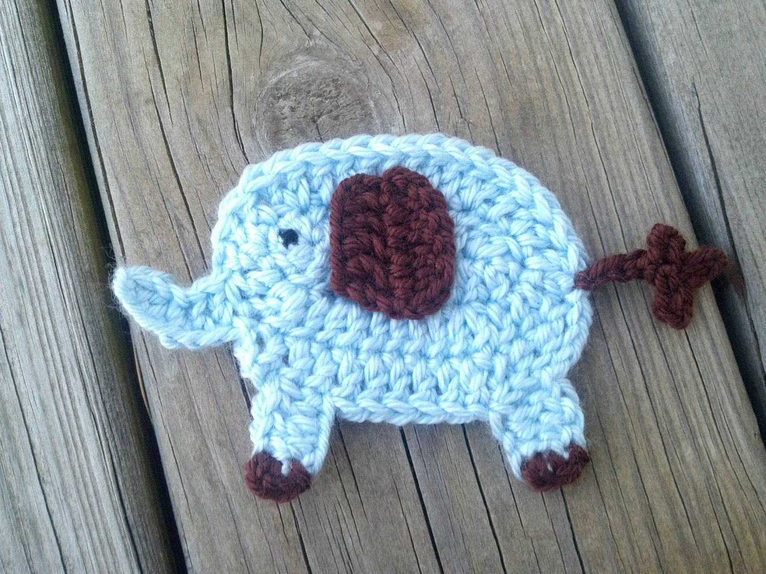 Crochet Elephant Applique Handmade for scrapbooking/ flat back/ trim/ embellish