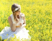 Sakura and Lilacs, Wedding Flower Crown, Whimsical Headband, Tiara, white, fairy wedding bridal - LINEAA -