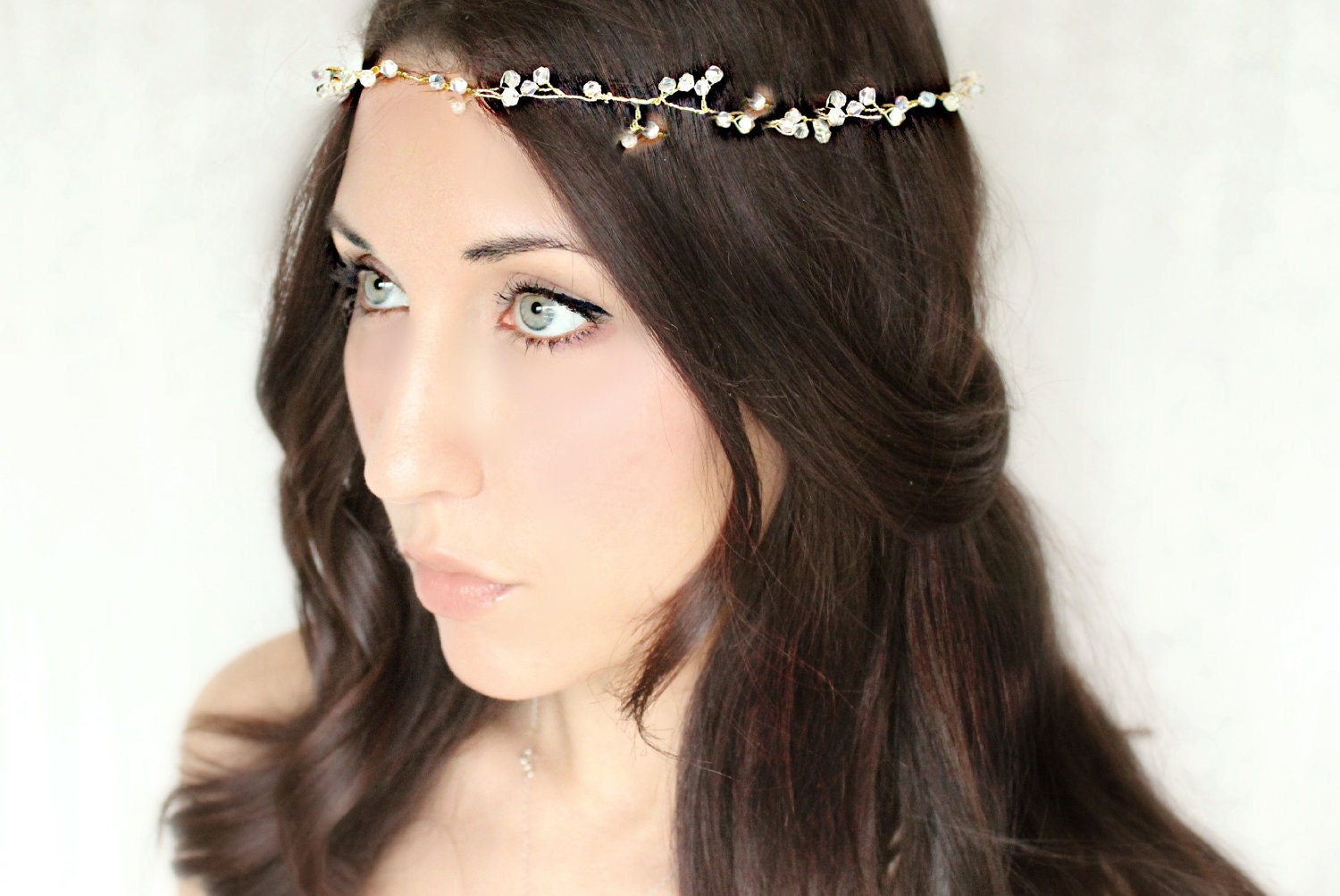 Wedding Crystal Halo, Tiara, gold or silver, bridal hair accessory