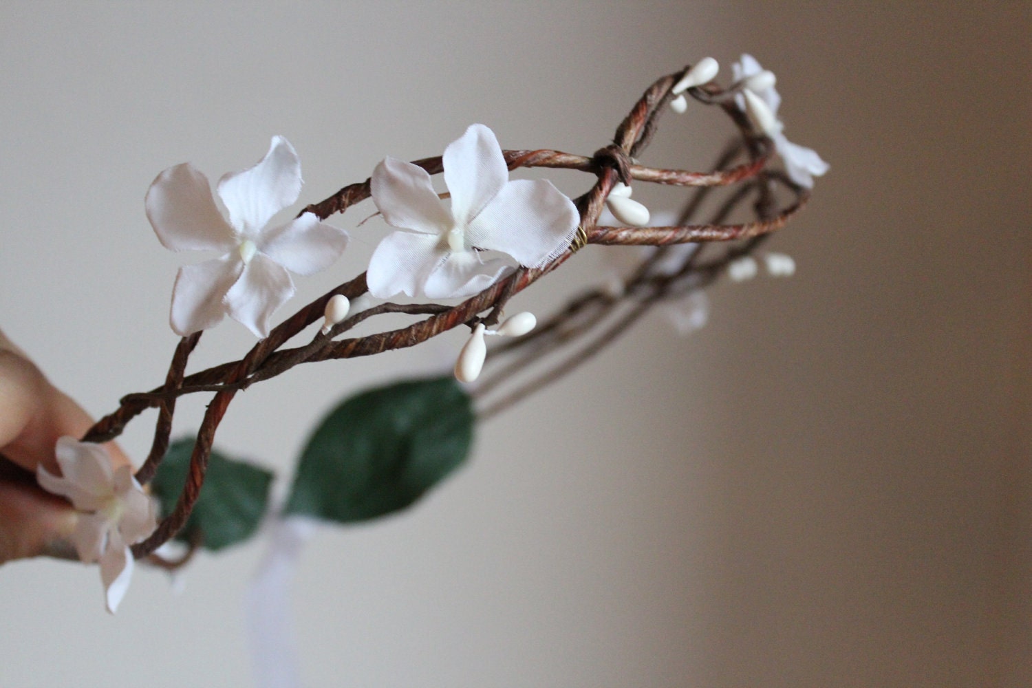 Woodland Flower Crown, Fairy Wedding, White Tiara, wedding accessory, bridal headpiece, flower girl - MARYL -