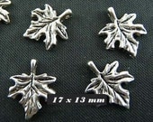 Silver Maple Leaf Pendant Charms 6 pcs For Handmade Jewelry Crafts Sewing Card Design