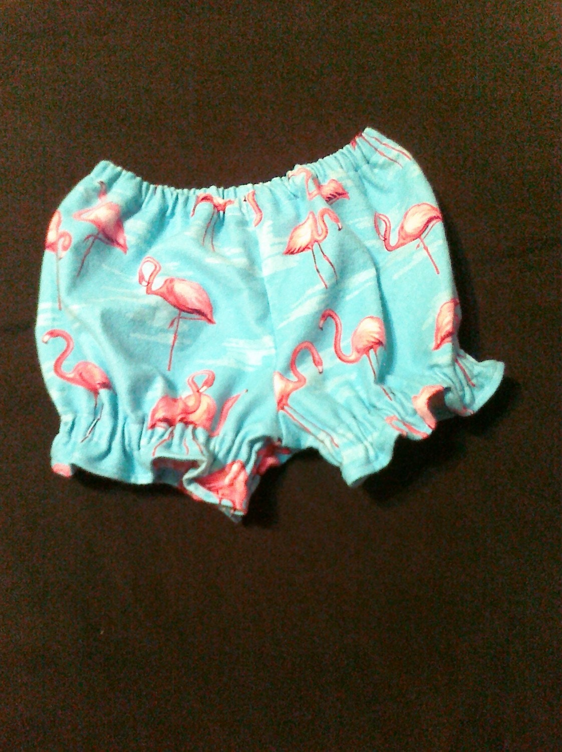 Girl's diaper cover, Flamingo print, pink & blue, flannel