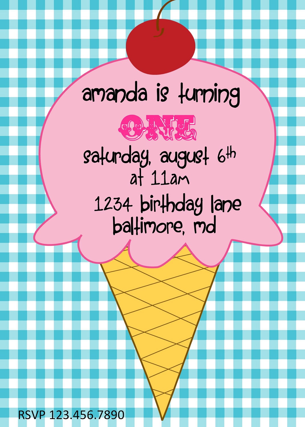Ice Cream Birthday Invitation Il_570xn
